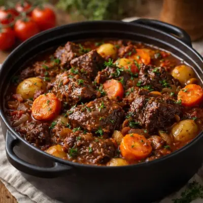 Daube de bœuf à la provençale facile au vin rouge