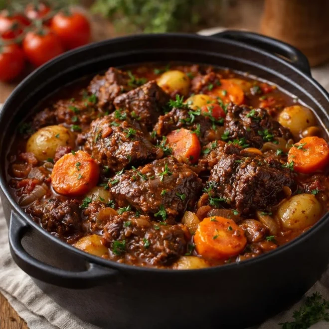 Daube de bœuf à la provençale facile au vin rouge
