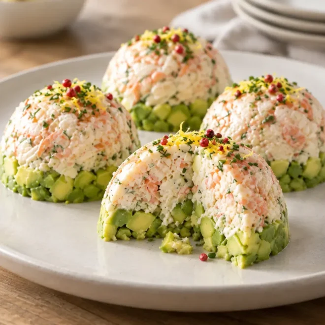 Dôme avocat-crabe : recette facile et fraîche