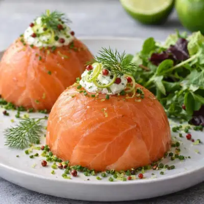 Dômes de saumon fumé au fromage frais et citron vert