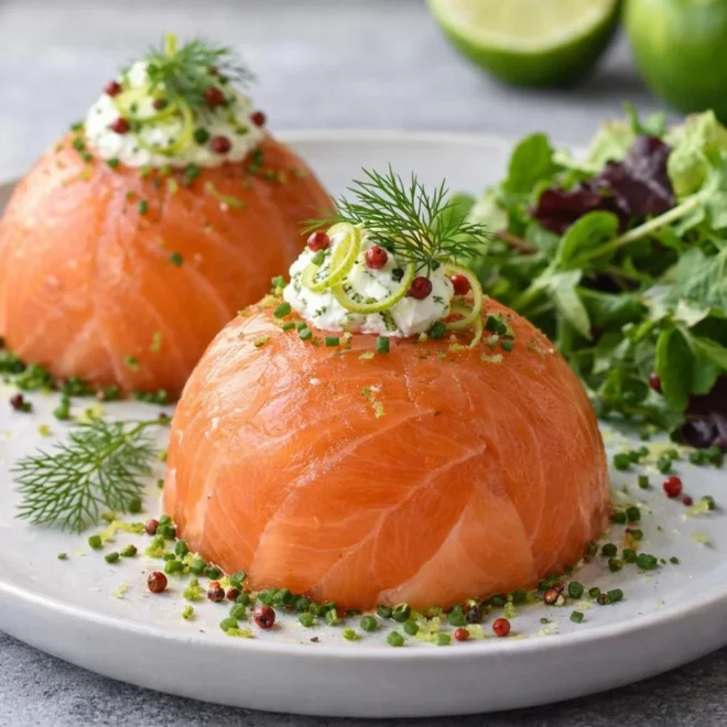 Dômes de saumon fumé au fromage frais et citron vert