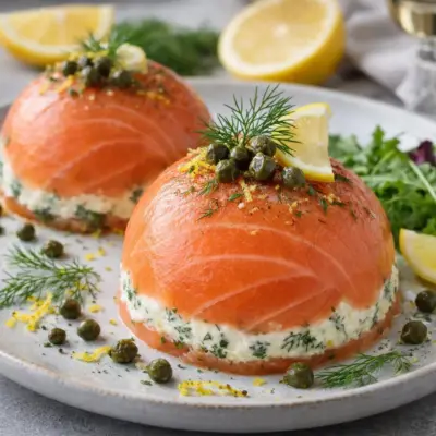 Dômes de saumon fumé au citron : aneth & câpres