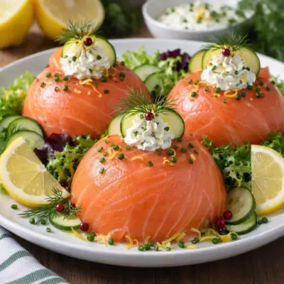 Dômes de saumon fumé au concombre & mousse citronnée