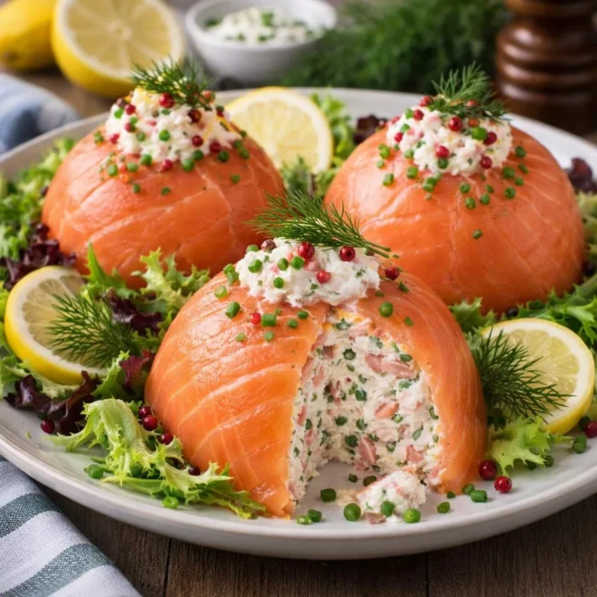 Dômes de saumon fumé au crabe et fromage frais