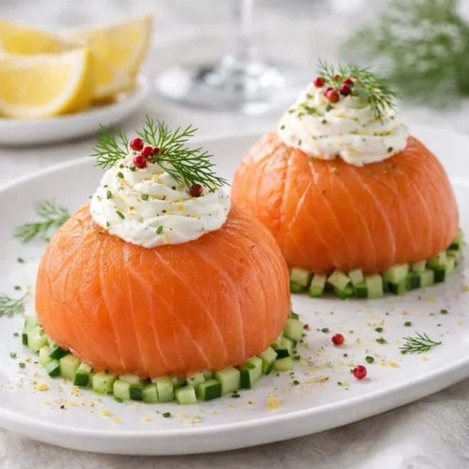 Dômes de saumon fumé à la mousse de feta : recette