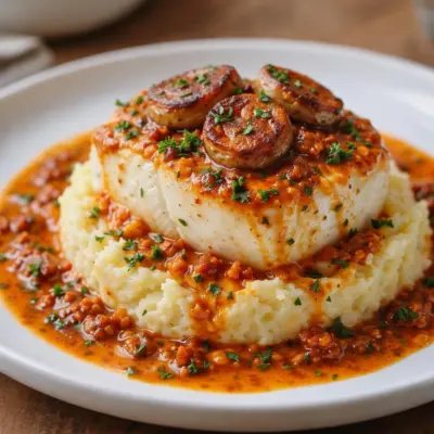 Dos de cabillaud à la crème de chorizo