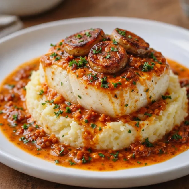 Dos de cabillaud à la crème de chorizo