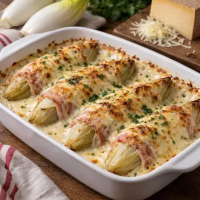 Endives au jambon béchamel légère comté gratin