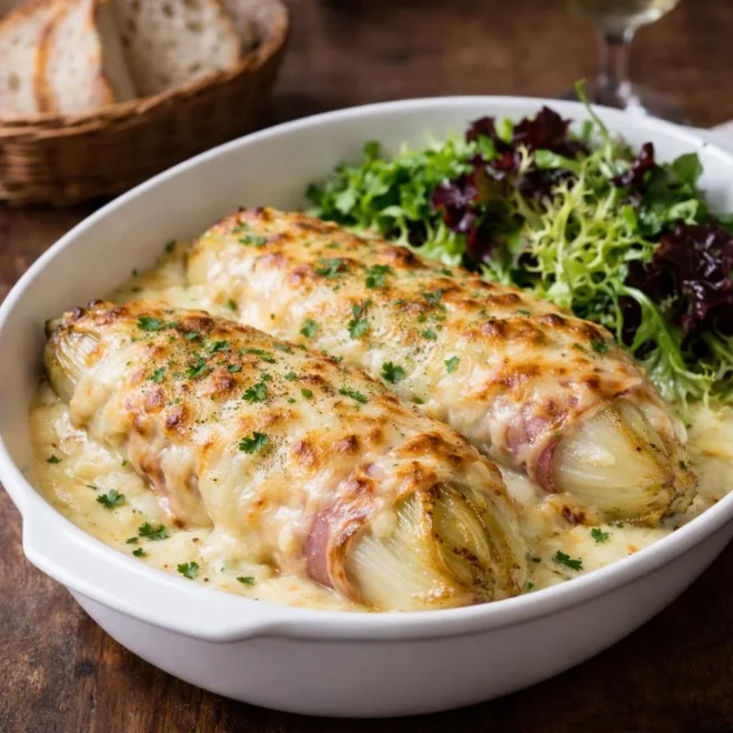 Endives au jambon façon bistrot français gratinées