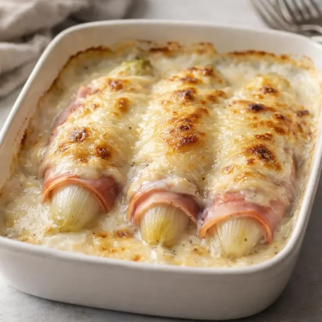 Endives au jambon gratinées à la béchamel