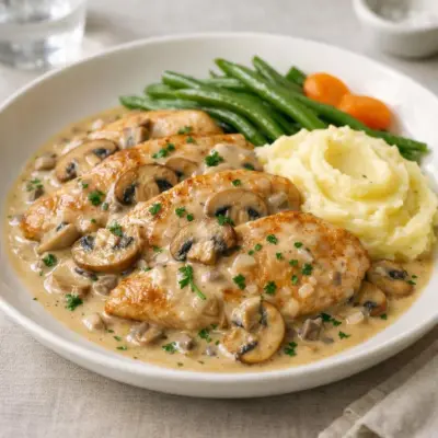 Escalopes de dinde aux champignons à la crème