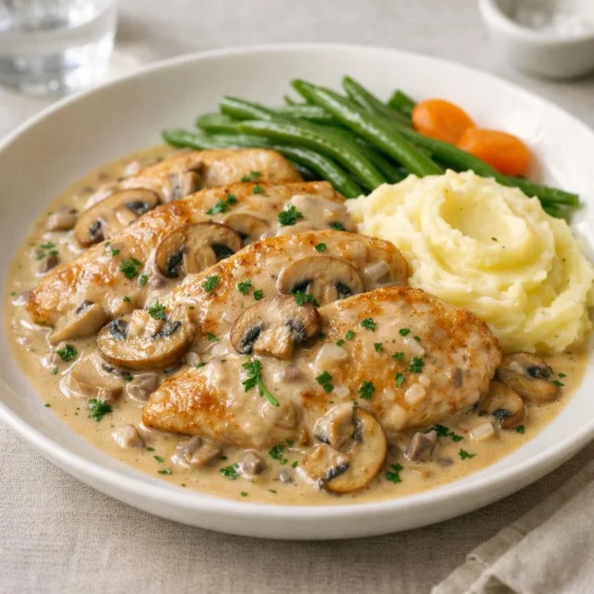 Escalopes de dinde aux champignons à la crème