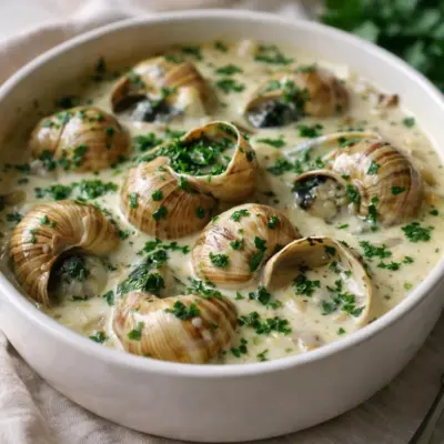 Escargots au Chablis : sauce crémeuse ail persil