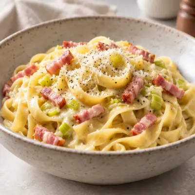 Fettuccine aux lardons : recette crémeuse