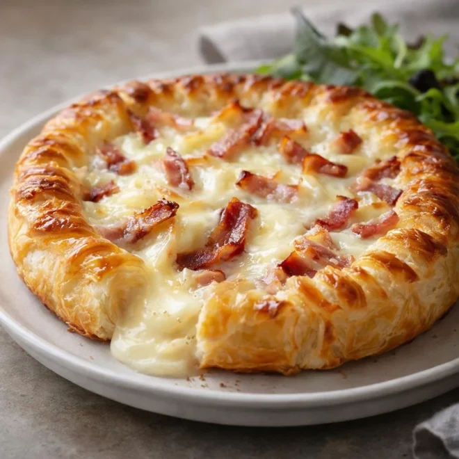 Feuilleté au Camembert et Lardons, cœur coulant au four