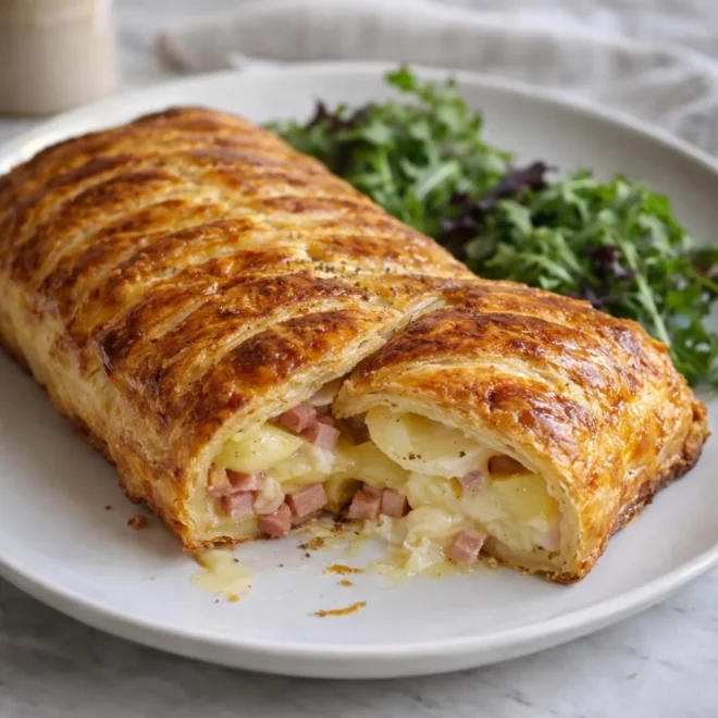 Feuilleté façon tartiflette au jambon et reblochon