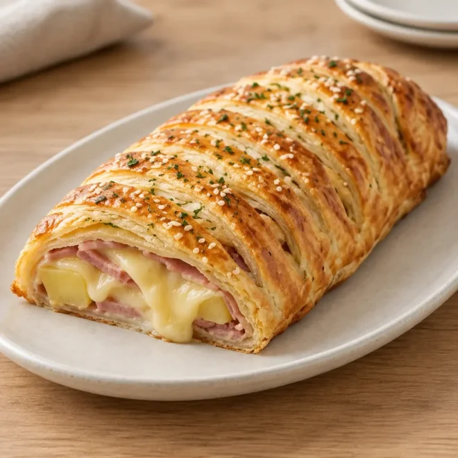 Feuilleté tressé jambon : recette fondante
