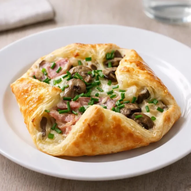 Recette feuilletés jambon et champignons au four