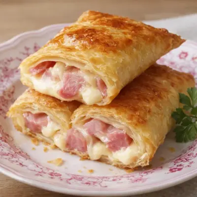 Feuilletés jambon fromage croustillants au four