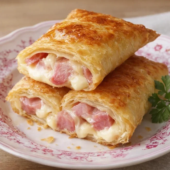 Feuilletés jambon fromage croustillants au four