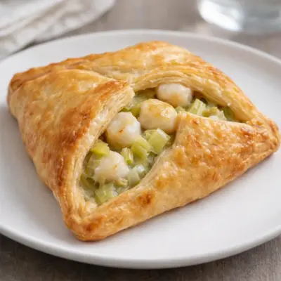 Feuilletés de poireaux aux noix de Saint-Jacques