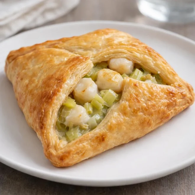 Feuilletés de poireaux aux noix de Saint-Jacques
