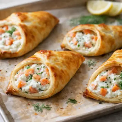 Feuilletés saumon ricotta croustillants au four