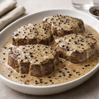 Recette filet de bœuf sauce au poivre crémeuse