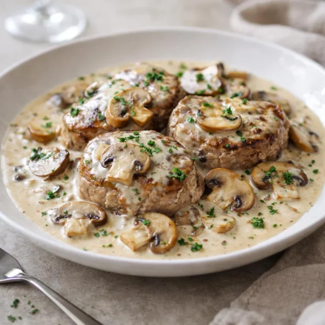 Recette filet mignon de porc au Boursin et champignons