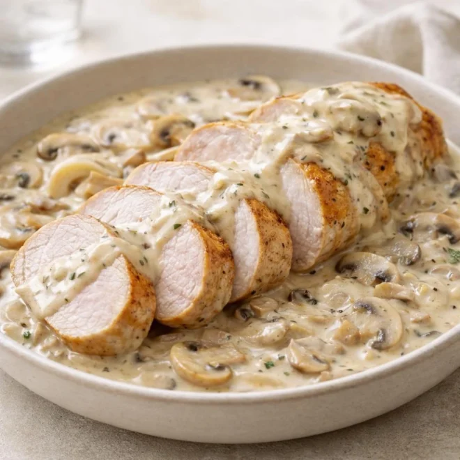 Filet mignon de porc aux champignons au Boursin