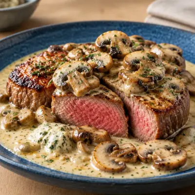 Filet mignon recette au Boursin et champignons