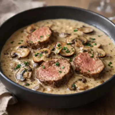 Filet mignon sauce Boursin aux champignons : crémeux