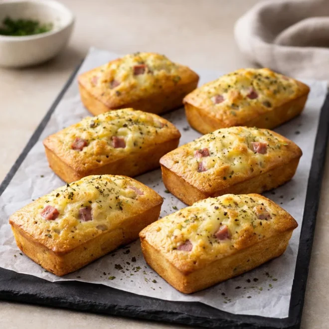Financiers salés jambon fromage emmental, apéritif