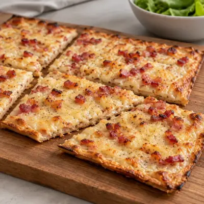 Flammekueche recette aux lardons et emmental