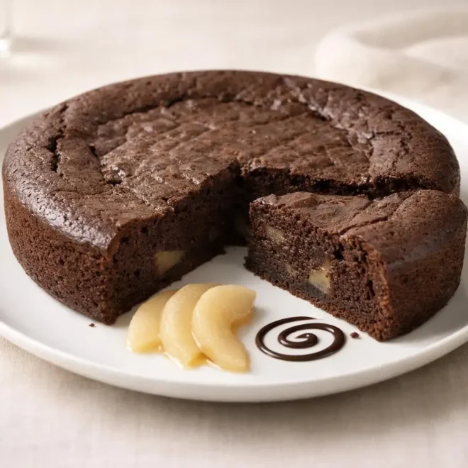 Fondant léger aux poires et chocolat : cœur moelleux