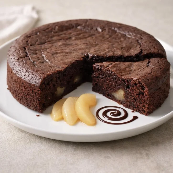 Fondant léger aux poires et chocolat noir (cœur moelleux)