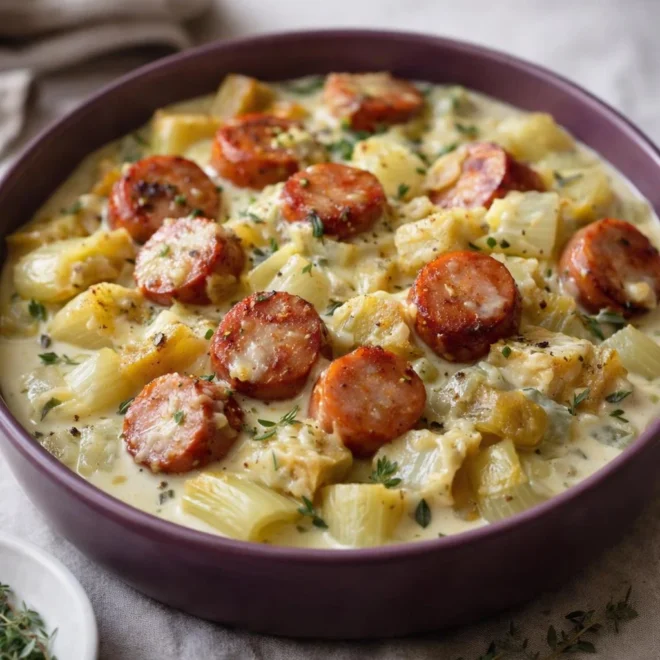 Fondue d’endives aux saucisses fumées : sauce crémeuse