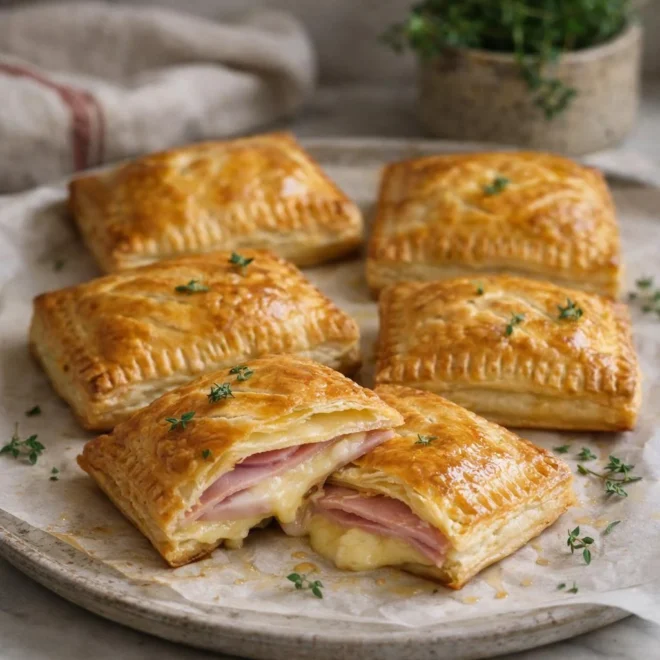 Friands feuilletés jambon camembert au four