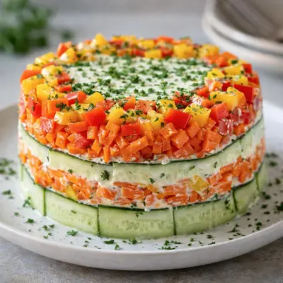 Gâteau de crudités sans cuisson : frais & croquant