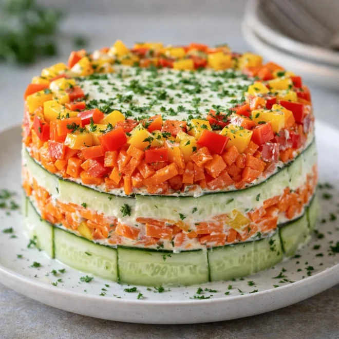 Gâteau de crudités sans cuisson : frais & croquant