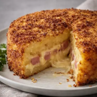 Gâteau de pommes de terre farci jambon & fromage