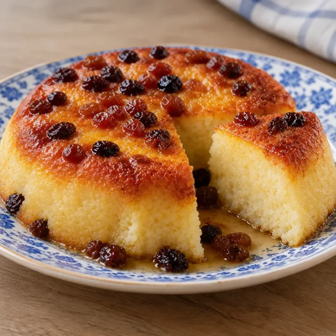 Gâteau de semoule aux raisins