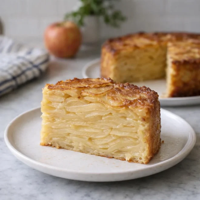 Gâteau invisible aux pommes fondant à la vanille