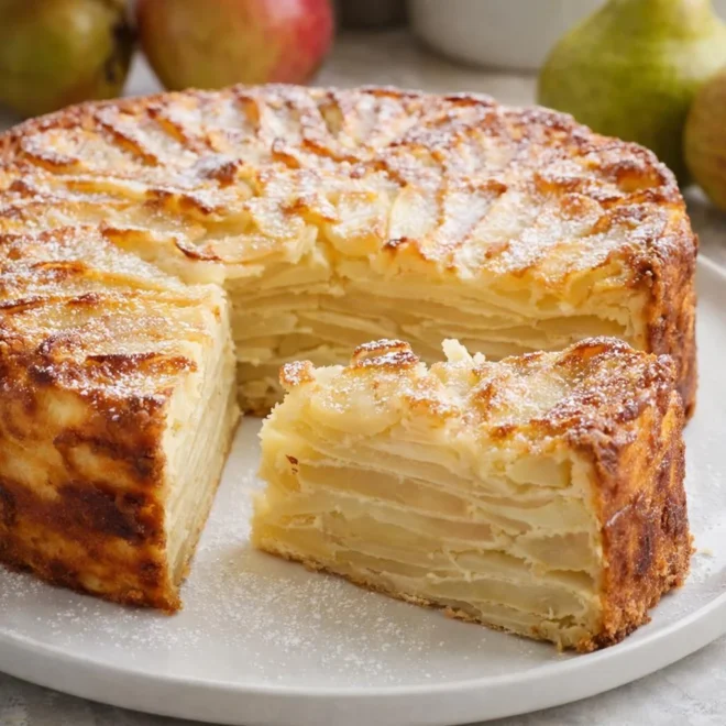 Recette gâteau invisible pommes poires vanille