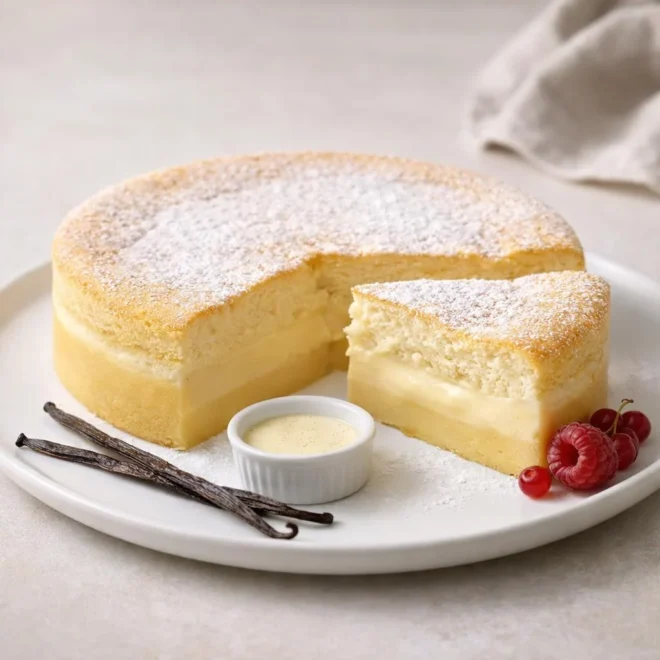 Recette gâteau magique léger à la vanille (3 textures)