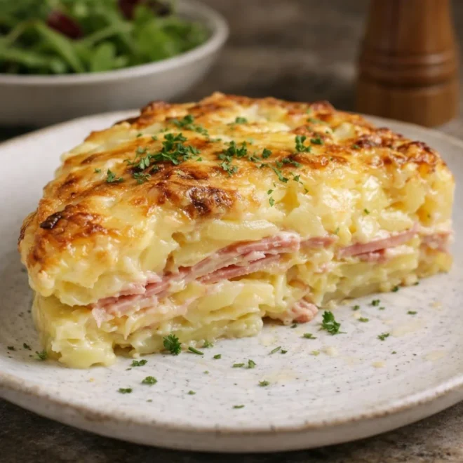 Gâteau de raclette aux pommes de terre : gratiné