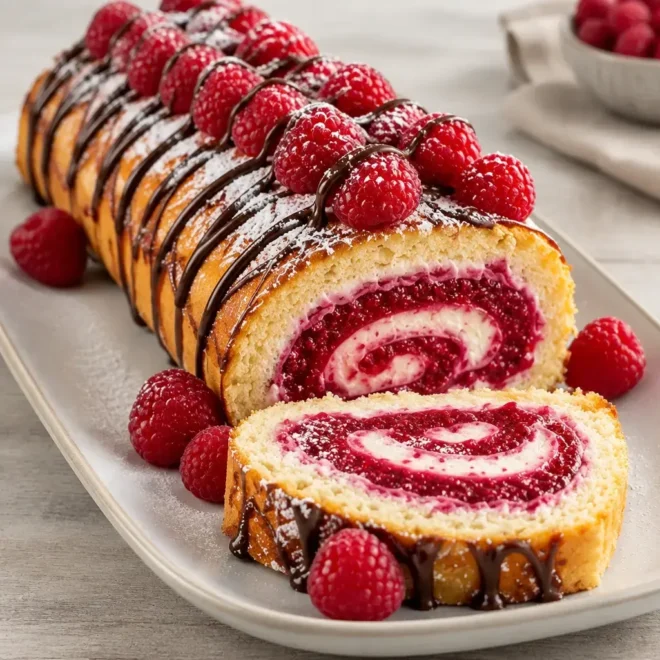 Gâteau roulé à la framboise
