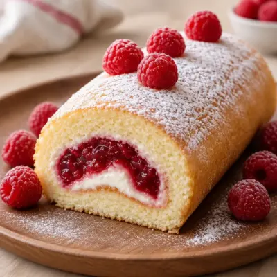 Gâteau roulé à la framboise et à la crème