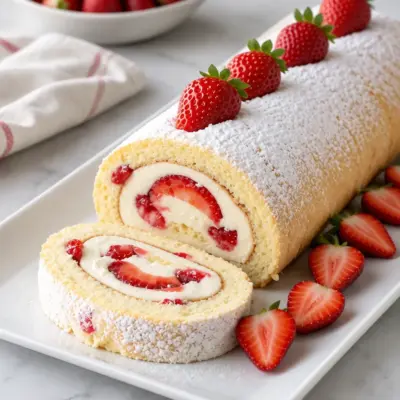 Gâteau roulé aux fraises : recette facile