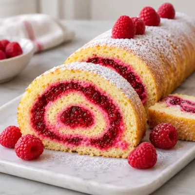 Gâteau roulé aux framboises : recette facile